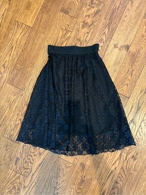 LuLaRoe Black Floral Lace A-Line Skirt